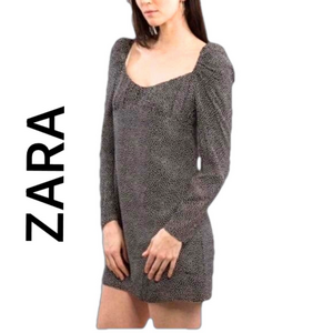 Zara Polka Dot Long Sleeves Mini Dress Large
